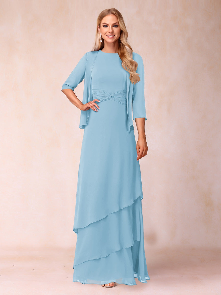 Cressida Fern Sky Blue front view mother of the bride dress