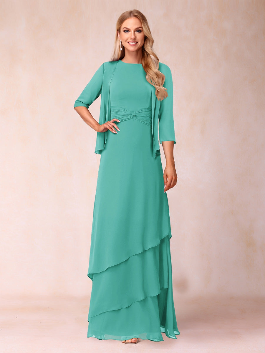 Cressida Fern Pool Blue front view mother of the bride dress
