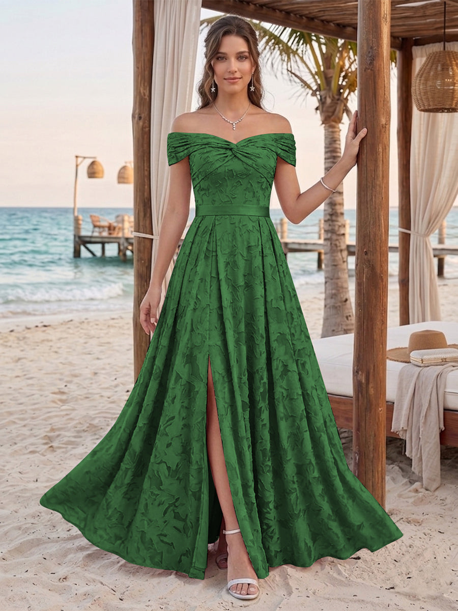 Clarisse Hunter Green front view bridesmaid dress