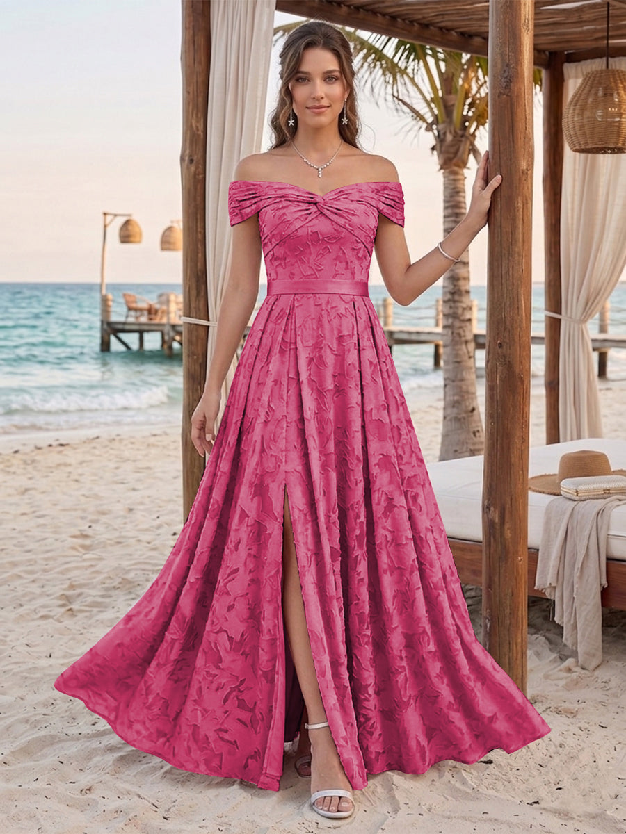 Clarisse Fuchsia front view bridesmaid dress