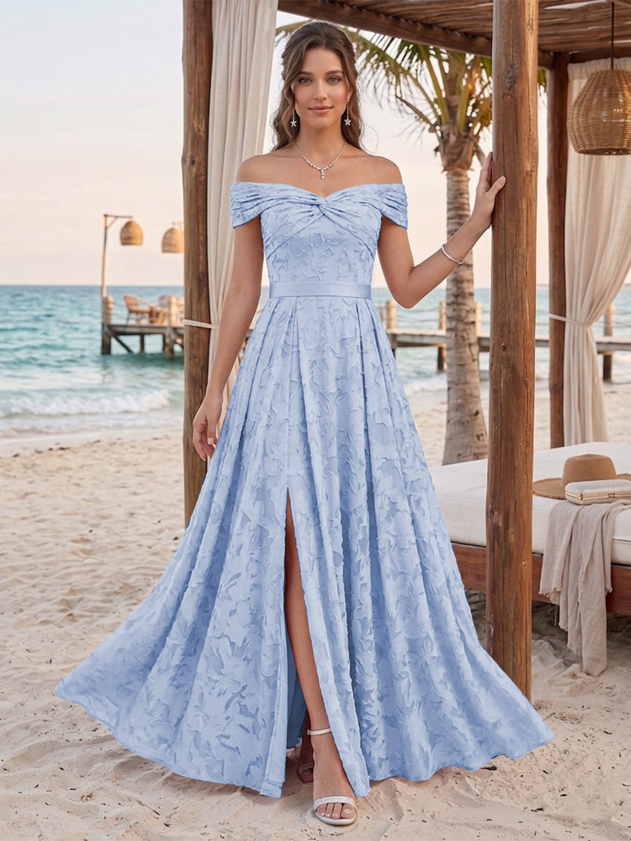 Clarisse Sky Blue front view bridesmaid dress