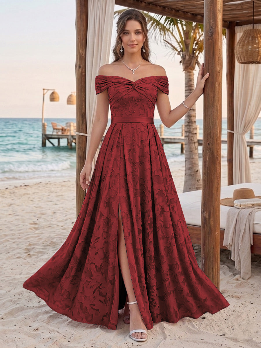 Clarisse Burgundy back view bridesmaid dress