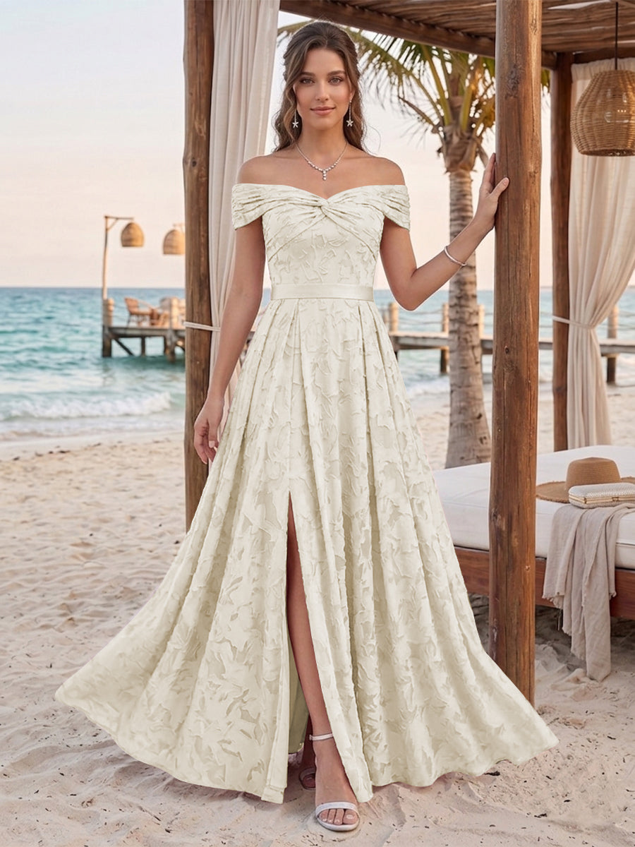 Clarisse Champagne front view bridesmaid dress