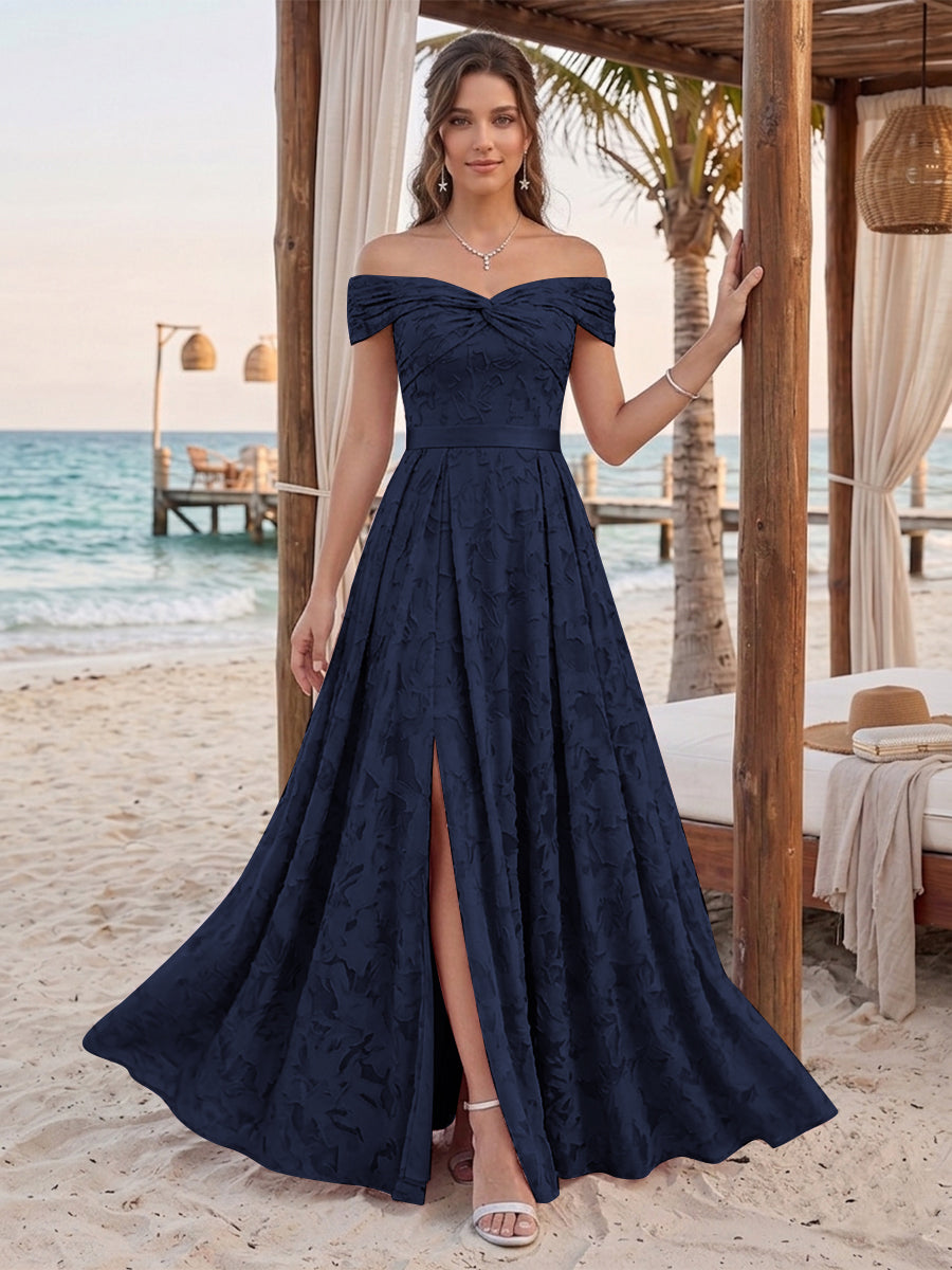 Clarisse Navy Blue front view bridesmaid dress