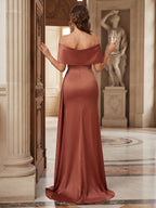 Beatrix Rue Burnt Orange back view prom dress