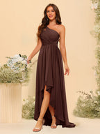 Valentina Brown front view bridesmaid dress