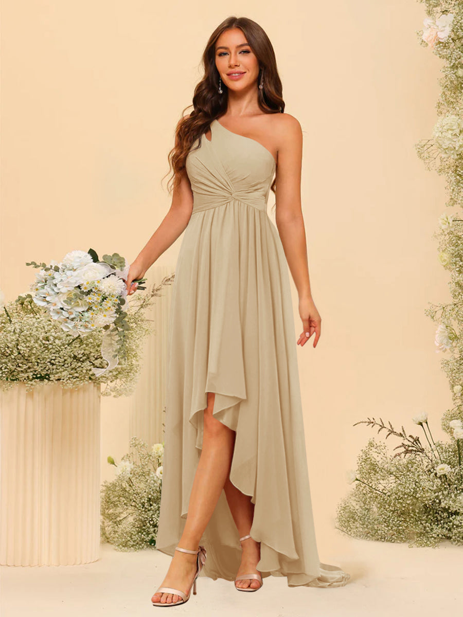 Valentina Champagne back view bridesmaid dress