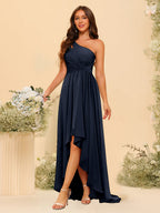 Valentina Navy Blue front view bridesmaid dress