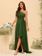 Valentina Olive Green front view bridesmaid dress