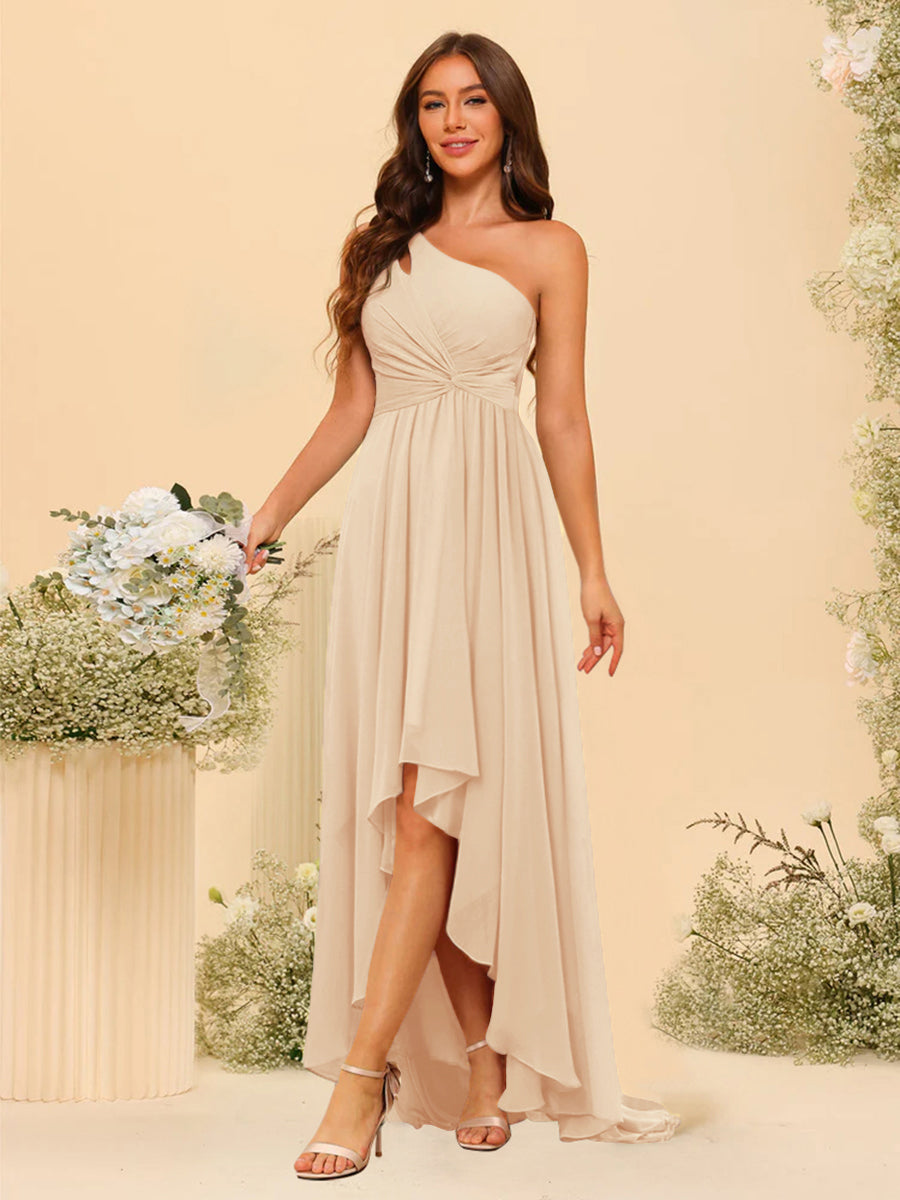 Valentina Peach front view bridesmaid dress