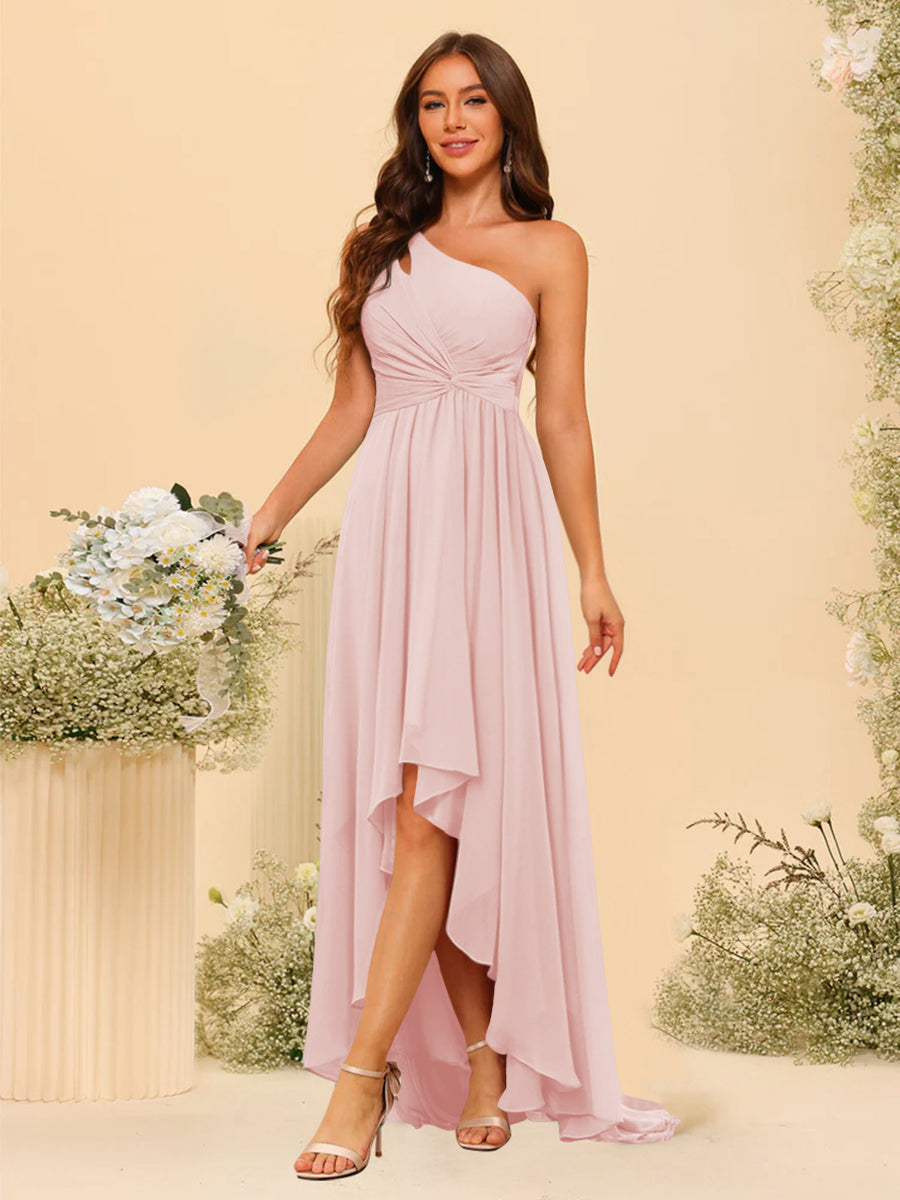 Valentina Pearl Pink front view bridesmaid dress