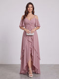 Belinda Dusty Rose front view wedding guest dress