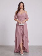 Belinda Dusty Rose front view wedding guest dress