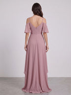 Belinda Dusty Rose back view wedding guest dress