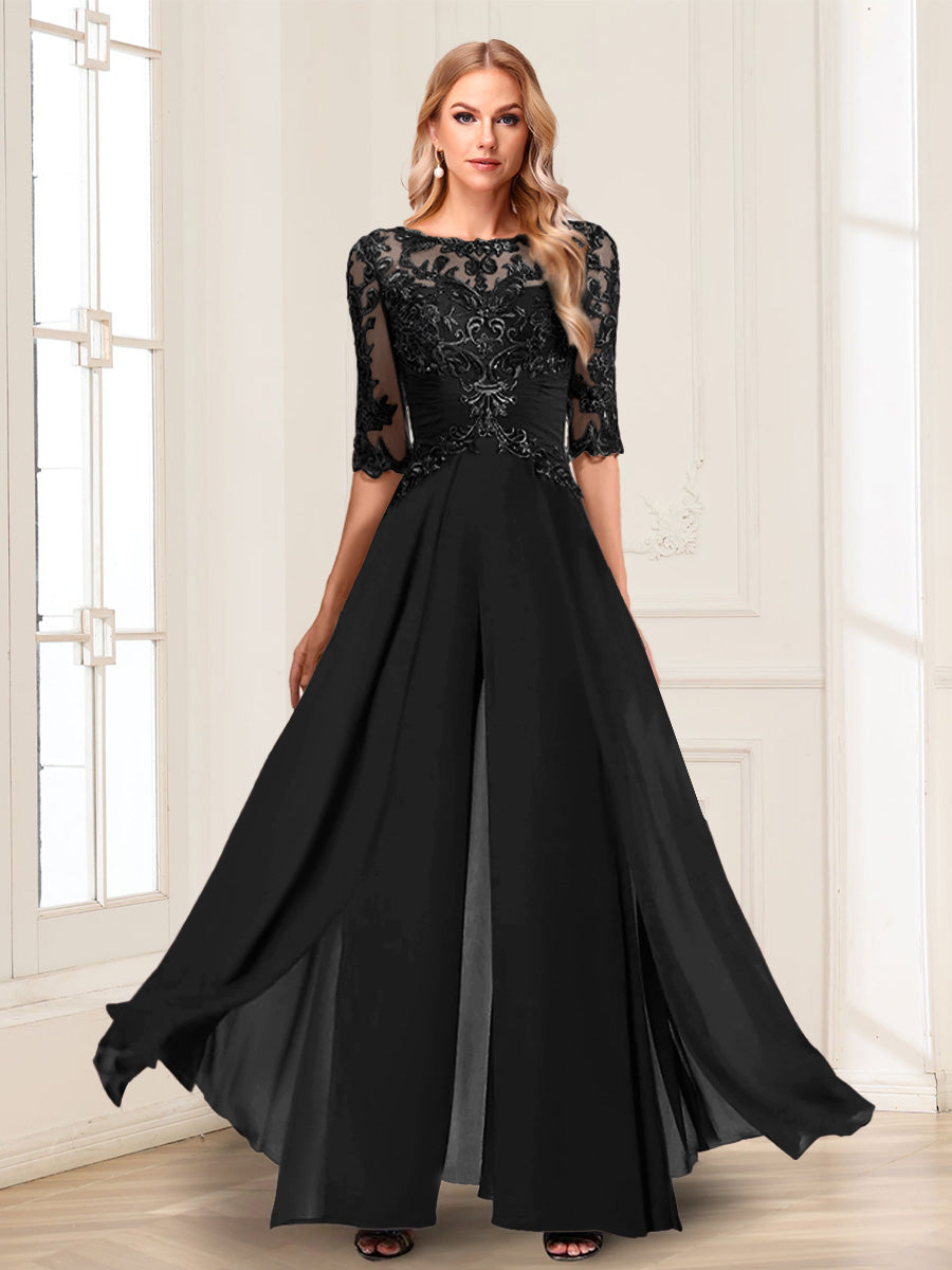 Vianne black front view mother of the bride outfit