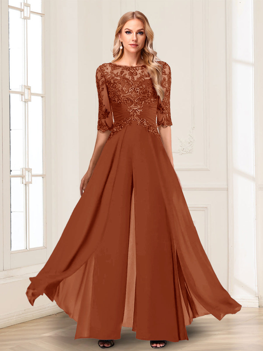 Vianne burnt orange front view mother of the bride outfit