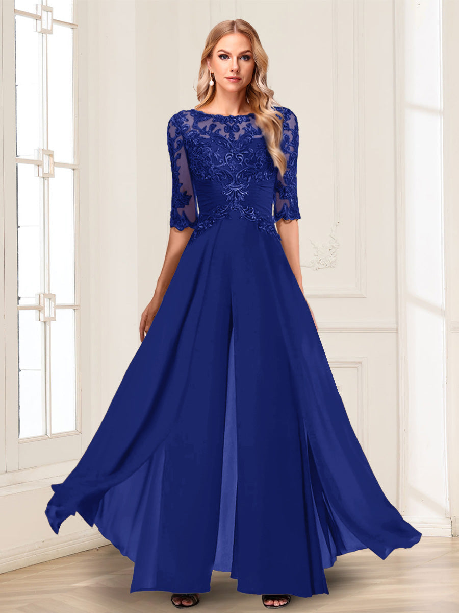 Vianne royal blue front view mother of the bride outfit