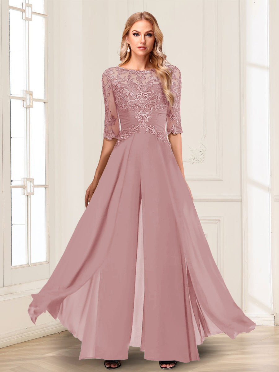 Vianne dusty rose front view mother of the bride outfit