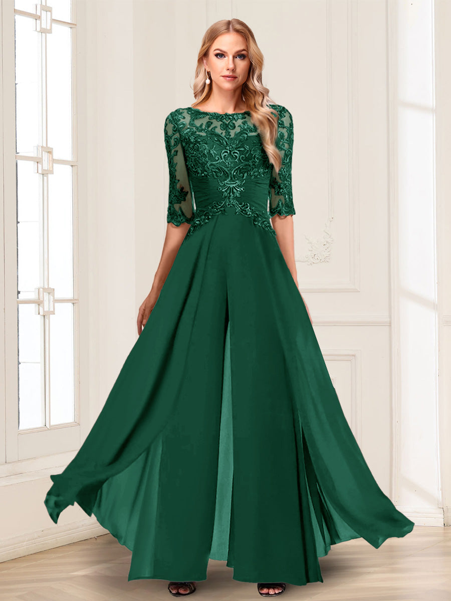 Vianne emerald front view mother of the bride outfit