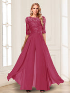 Vianne fuchsia front view mother of the bride outfit