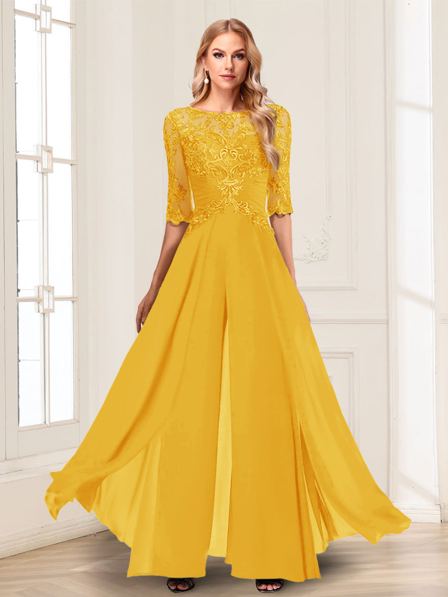 Vianne gold alternate front view 2 mother of the bride outfit