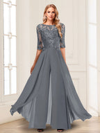 Vianne grey front view mother of the bride outfit