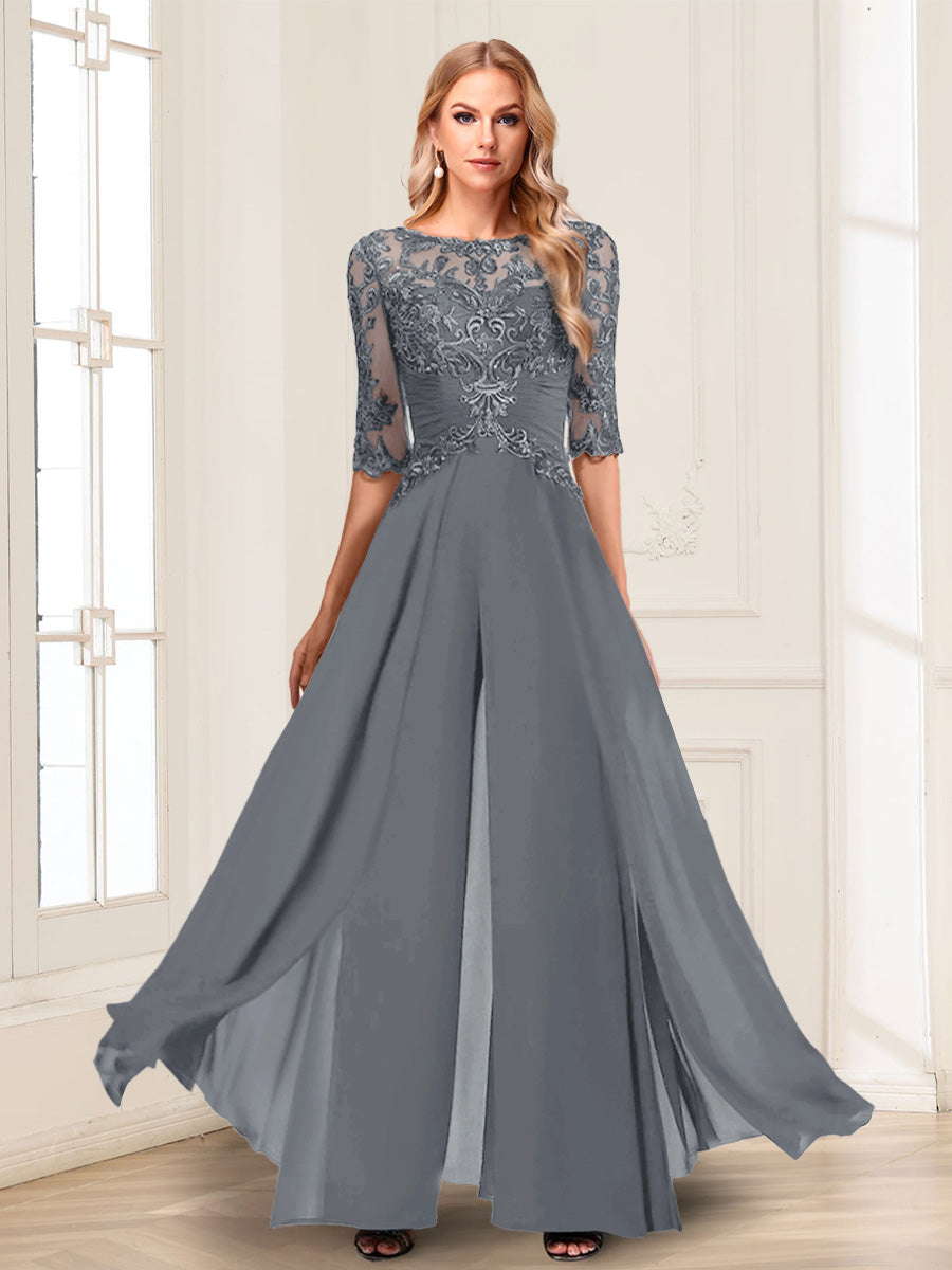 Vianne grey front view mother of the bride outfit