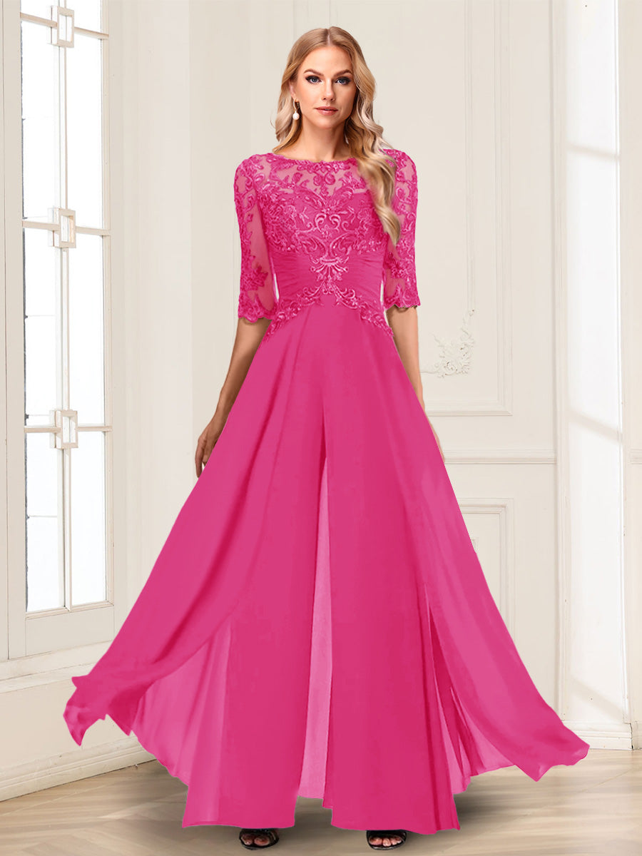 Vianne hot pink front view mother of the bride outfit
