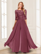 Vianne plum front view mother of the bride outfit