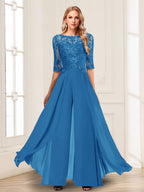 Vianne ocean blue front view mother of the bride outfit