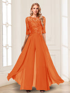 Vianne orange front view mother of the bride outfit