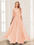 Vianne peach front view mother of the bride outfit