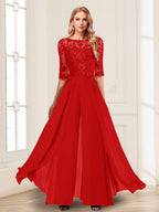 Vianne red front view mother of the bride outfit
