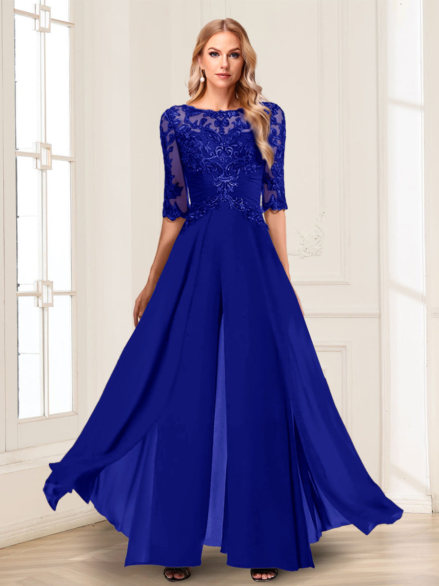 Vianne royal blue alternate front view 2 mother of the bride outfit