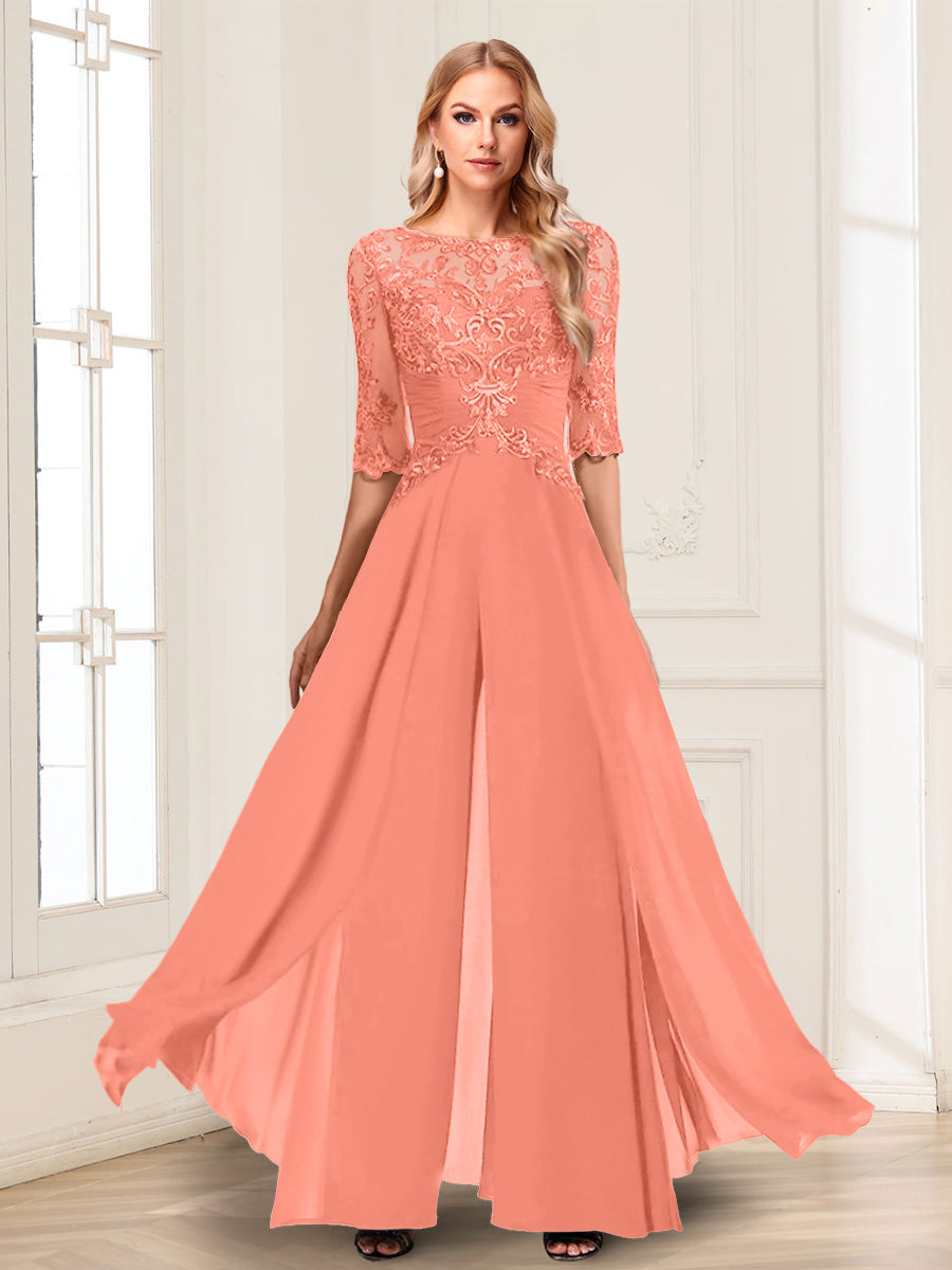 Vianne coral front view mother of the bride outfit