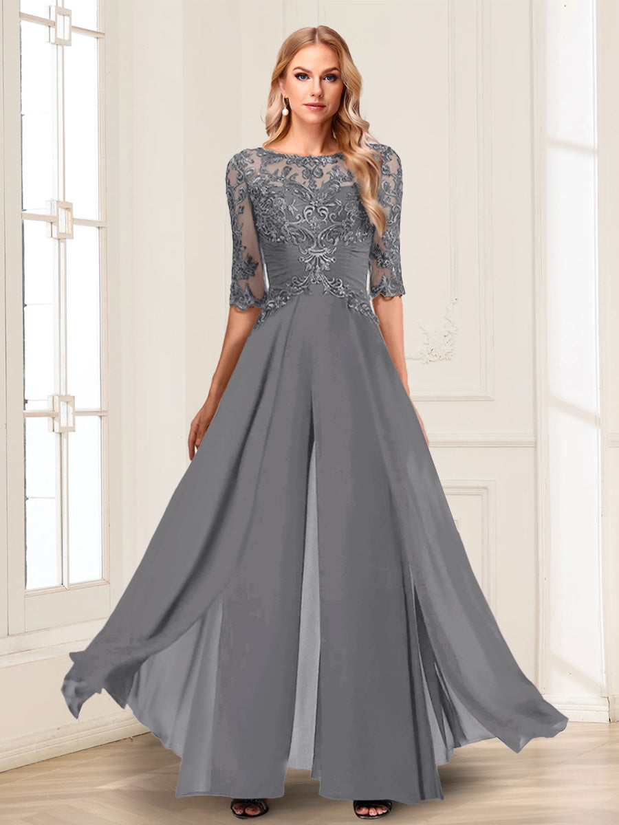 Vianne steel grey front view mother of the bride outfit