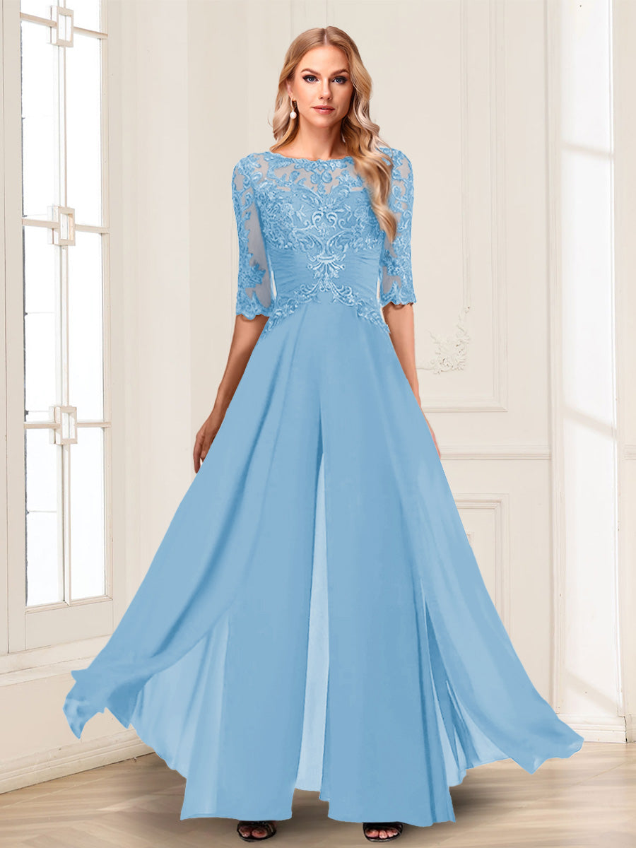 Vianne sky blue alternate front view 3 mother of the bride outfit
