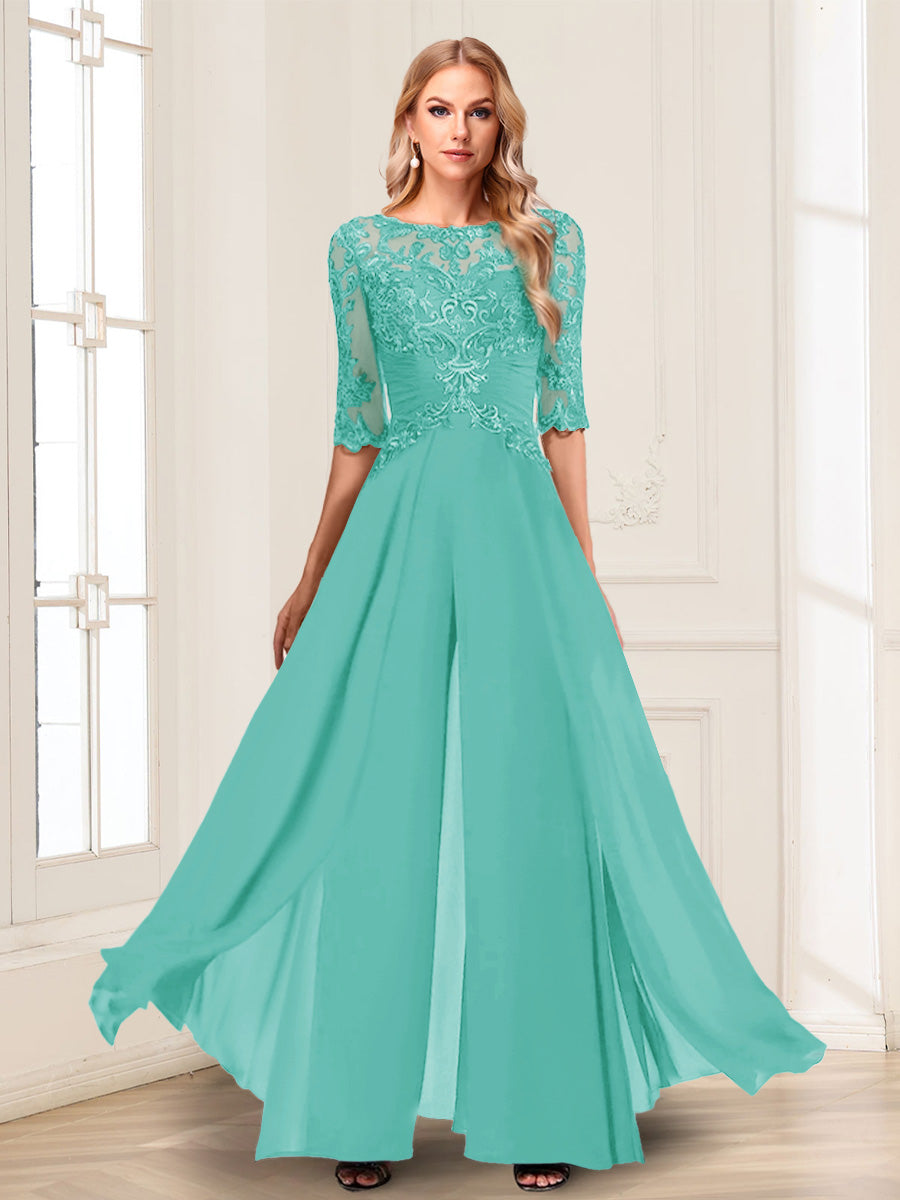Vianne pool blue alternate front view 3 mother of the bride outfit