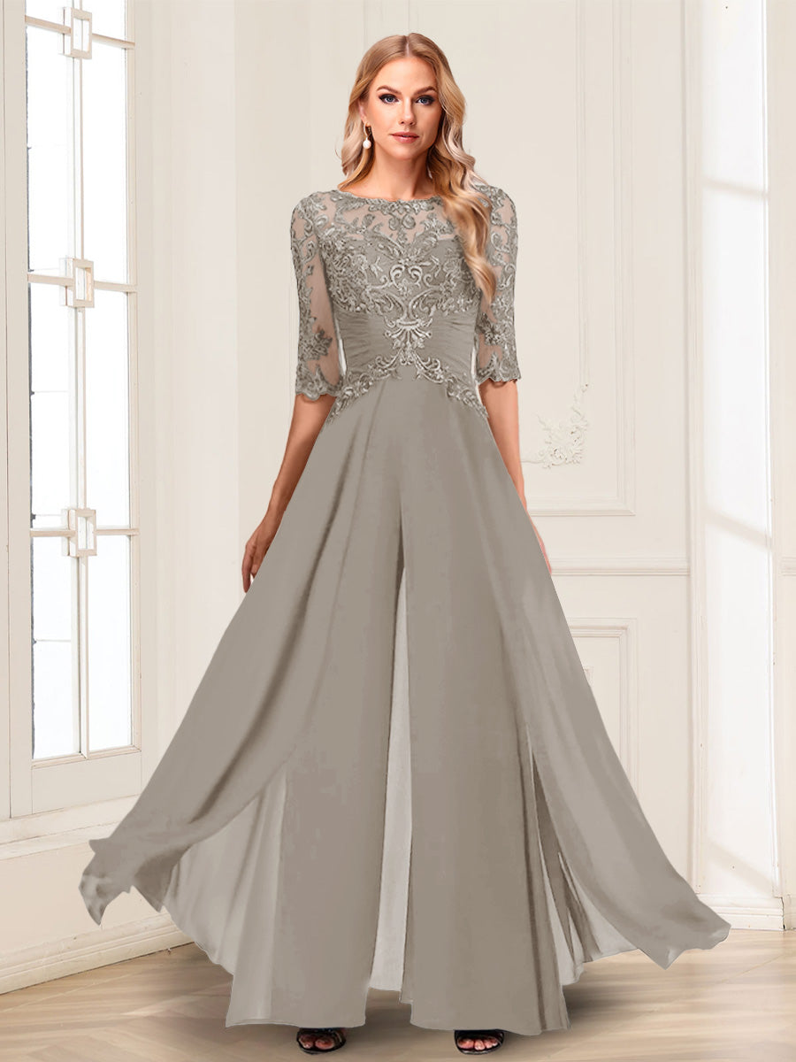 Vianne taupe front view mother of the bride outfit