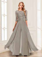 Vianne taupe front view mother of the bride outfit