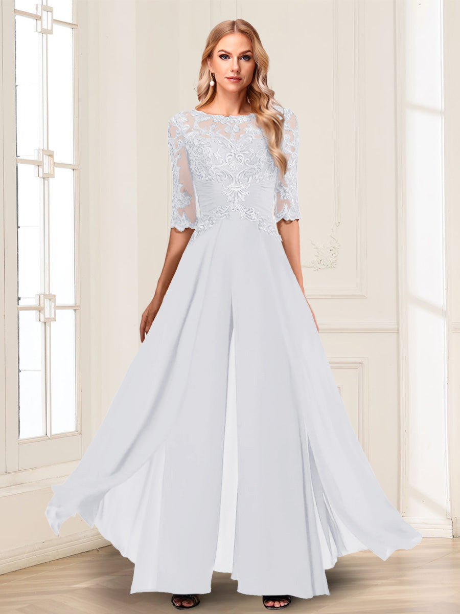 Vianne white front view mother of the bride outfit
