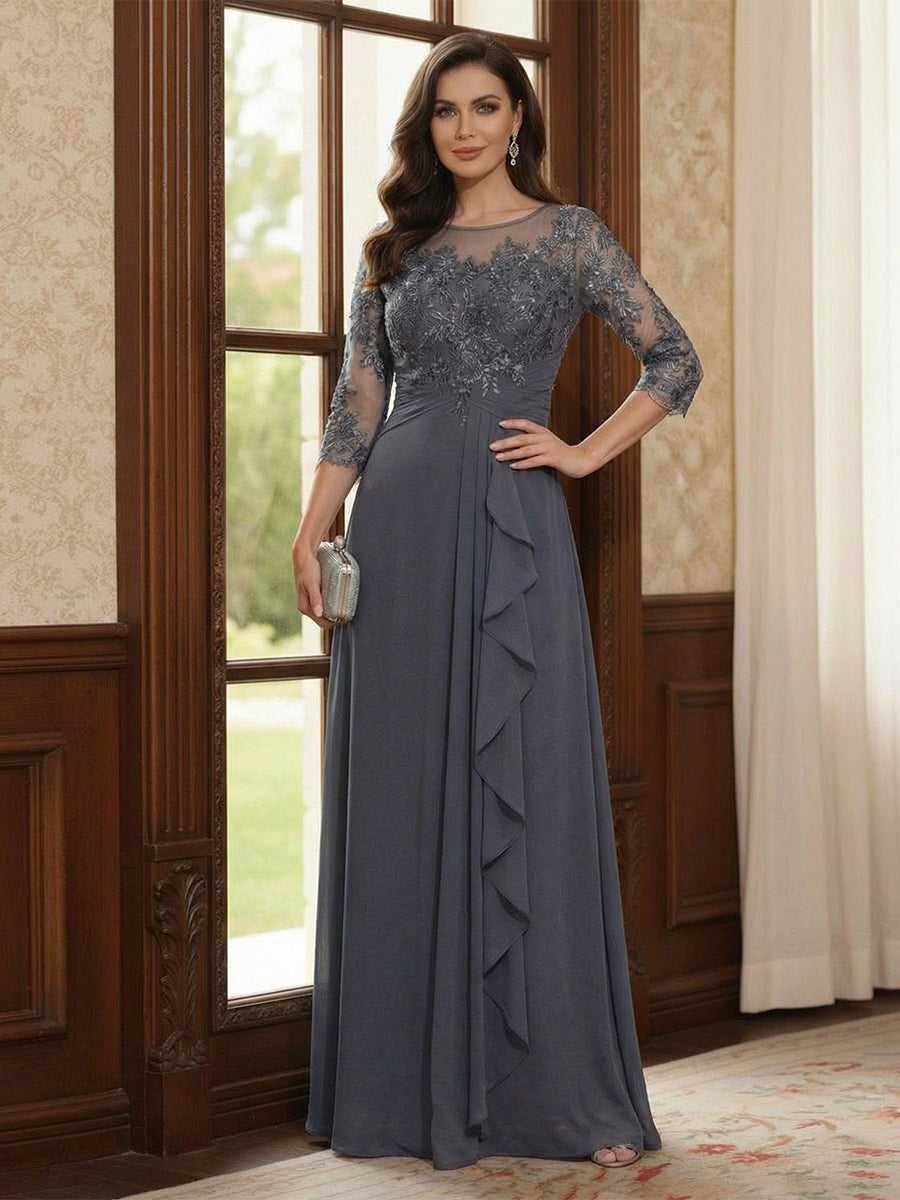 Sylvia Colette Dusty Blue front view mother of the bride dress