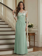 Victoria Rose Sage Green front view mother of the bride dress
