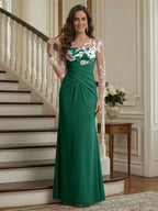 Victoria Rose Hunter Green front view mother of the bride dress