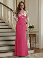 Victoria Rose Fuchsia front view mother of the bride dress