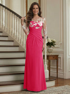 Victoria Rose Fuchsia back view mother of the bride dress