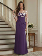Victoria Rose Grape front view mother of the bride dress