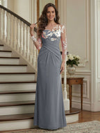 Victoria Rose Grey front view mother of the bride dress