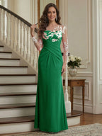Victoria Rose Forest Green front view mother of the bride dress