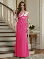 Victoria Rose Hot Pink front view mother of the bride dress
